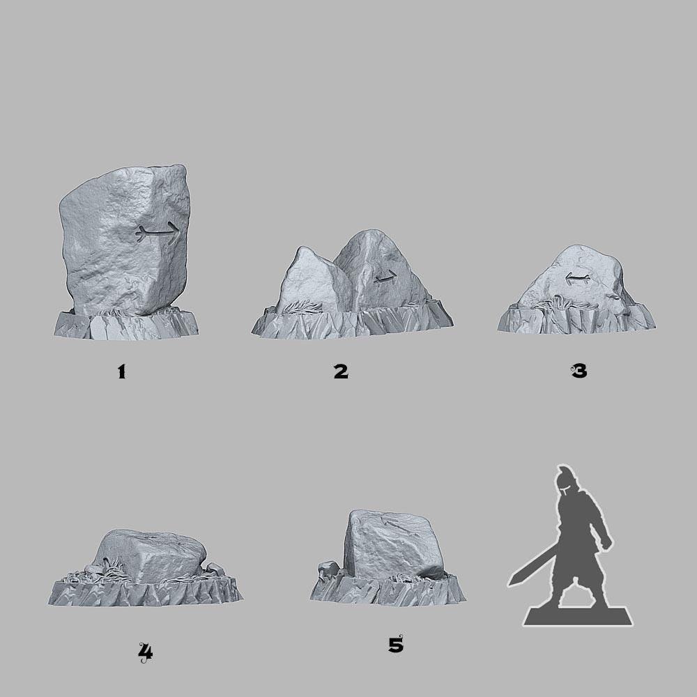 Oriented Traveler Stones Miniatures | Arrow Direction Terrain for RPGs | 28mm or 32mm Scale - Plague Miniatures