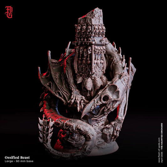 Ossified Beast Miniature | Large Undead Winged Monstrosity Living Terrain Figurine | 50mm Base - Plague Miniatures