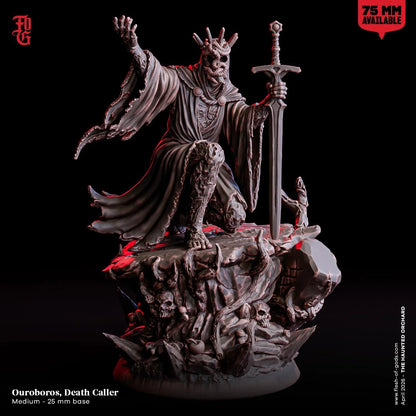 Ouroboros Death Caller Miniature | NPC Undead Necromancer Aberration Spellcaster Figurine | 32mm Scale or 75mm Scale - Plague Miniatures