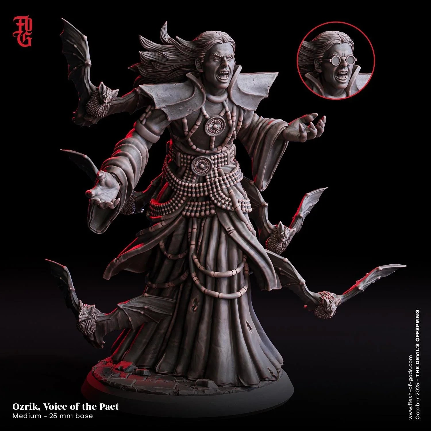 Ozrik, Voice of the Pact Miniature | Human Vampire Warlock Spellcaster Figurine | 32mm Scale or 75mm Scale - Plague Miniatures
