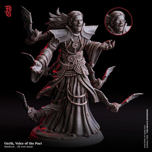Ozrik, Voice of the Pact Miniature | Human Vampire Warlock Spellcaster Figurine | 32mm Scale or 75mm Scale - Plague Miniatures
