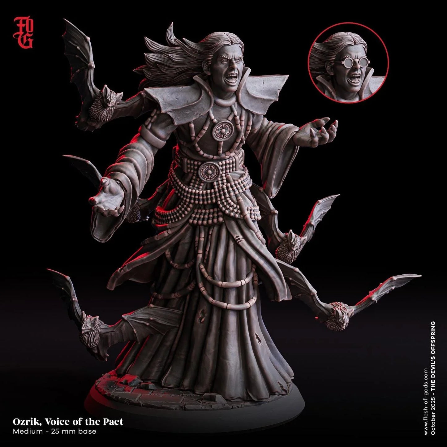 Ozrik, Voice of the Past Resin Bust Statue | Vampire Warlock Dark Priest Decor - Plague Miniatures