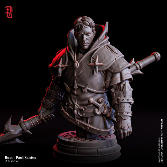 Paul Santos Bust | Fate's Herald Human Cleric Resin Statue - Plague Miniatures