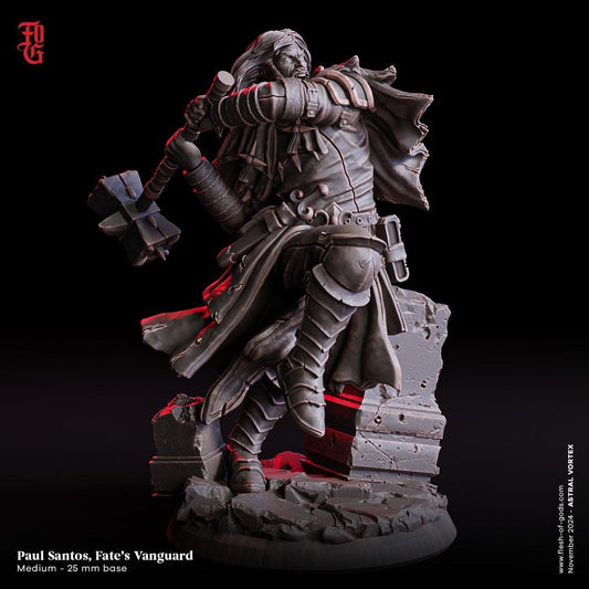 Paul Santos, Fate's Vanguard Miniature | Human Cleric Figurine | 32mm Scale or 75mm Scale - Plague Miniatures