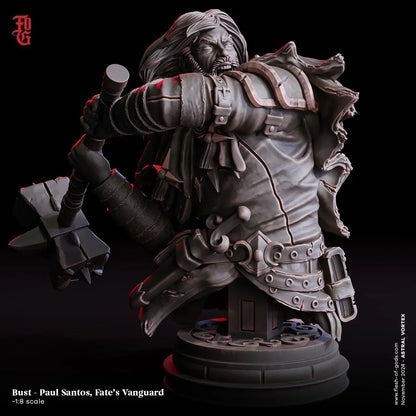 Paul Santos, Fate's Vanguard Miniature | Human Cleric Figurine | 32mm Scale or 75mm Scale - Plague Miniatures