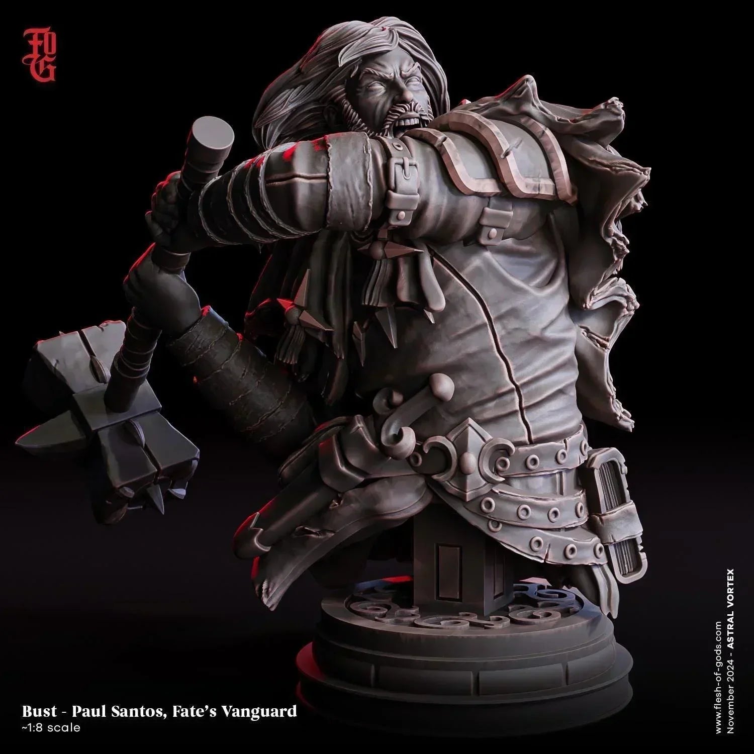 Paul Santos, Fate's Vanguard Miniature | Human Cleric Figurine | 32mm Scale or 75mm Scale - Plague Miniatures