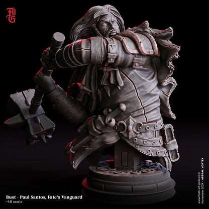 Paul Santos, Fate's Vanguard Miniature | Human Cleric Figurine | 32mm Scale or 75mm Scale - Plague Miniatures