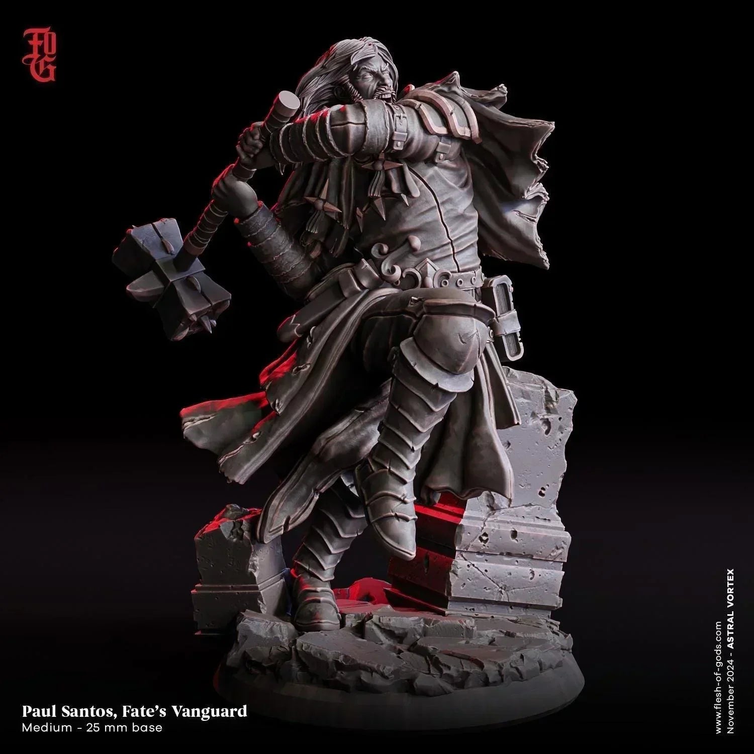 Paul Santos, Fate's Vanguard Resin Bust Statue | Human Cleric Healer Decor - Plague Miniatures