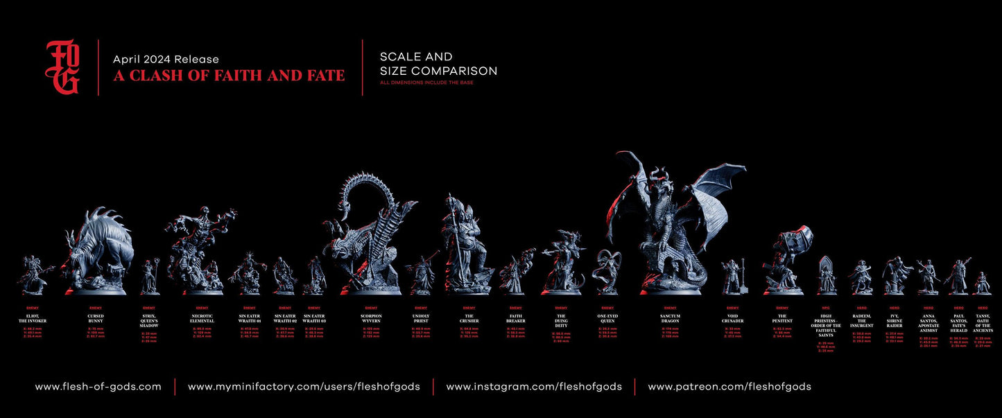 Paul Santos Miniature | Fate's Herald Human Cleric Spellcaster Figure | 32mm Scale or 75mm Scale - Plague Miniatures