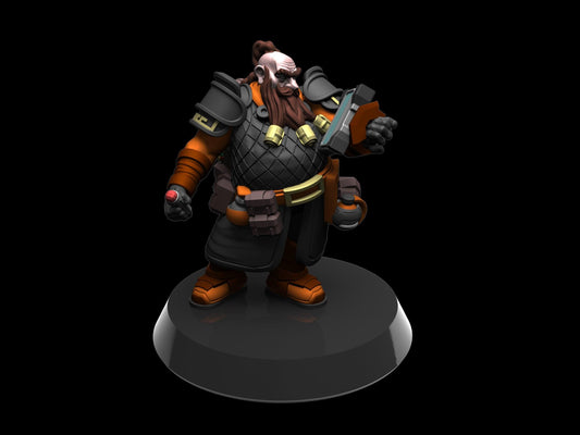 Peder, Tech-Savvy Dwarf Miniature | Galactic Tactical Squad Member - Plague Miniatures