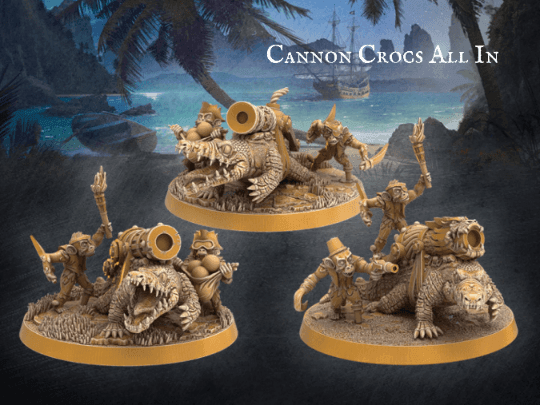 Pirate cannon crocodile Monster miniature - 32mm scale Tabletop gaming DnD Miniature Dungeons and Dragons, wargaming dnd pirate figurine - Plague Miniatures