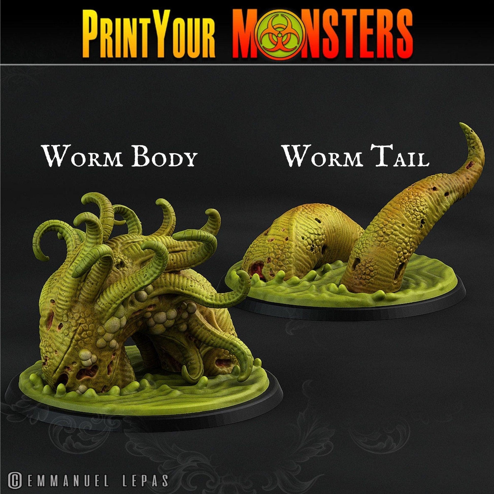 Plague Worm Miniatures Monster Miniature | Print Your Monsters | Tabletop gaming | DnD Miniature | Dungeons and Dragons, dnd 5e worm miniature - Plague Miniatures shop for DnD Miniatures