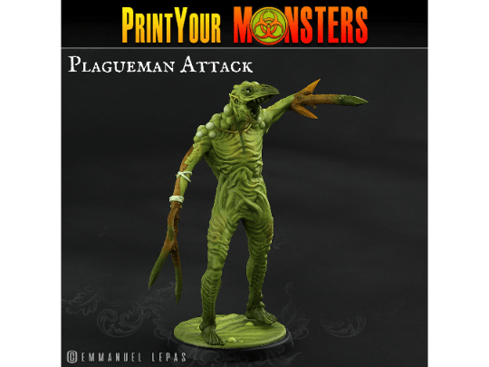 Plagueman in Attack Stance Miniature | Bizarre Aberration for DnD 5e - Plague Miniatures