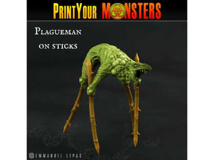 Plagueman in Attack Stance Miniature | Bizarre Aberration for DnD 5e - Plague Miniatures