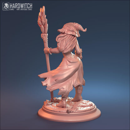 Ponka, Wandering Sorceress NSFW Nude Option| Bar Maid Spellcaster Miniature | 32mm or 75mm - Plague Miniatures