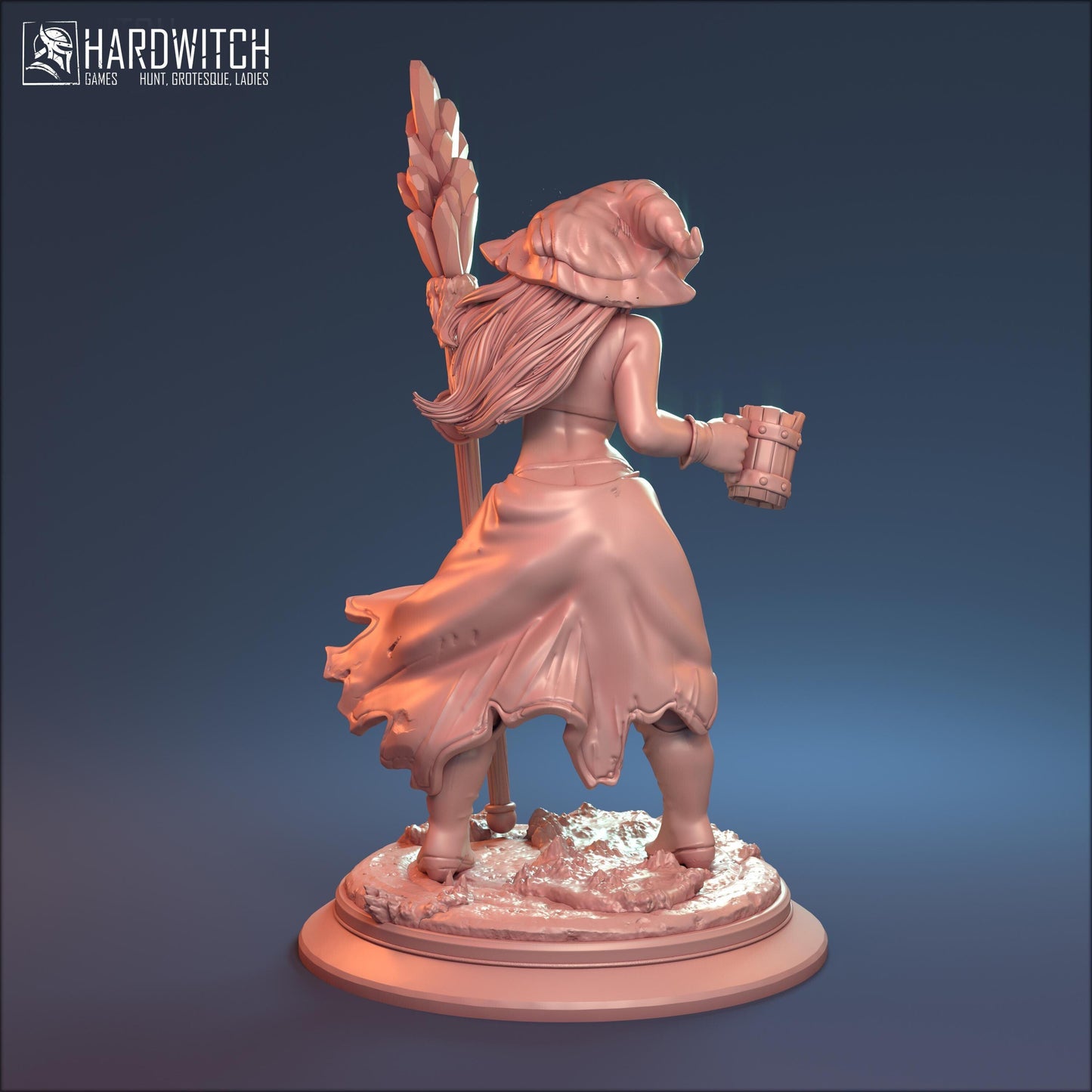 Ponka, Wandering Sorceress NSFW Nude Option| Bar Maid Spellcaster Miniature | 32mm or 75mm - Plague Miniatures