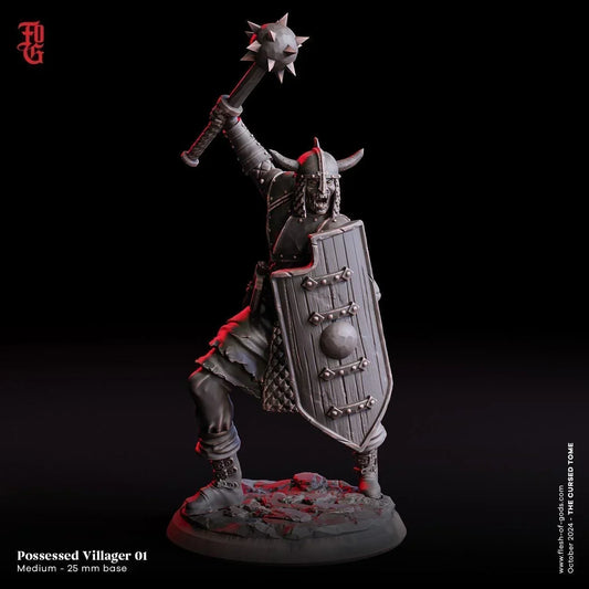 Possessed Villager Warrior Miniature | Undead Warrior Monster Figurine | 32mm Scale - Plague Miniatures