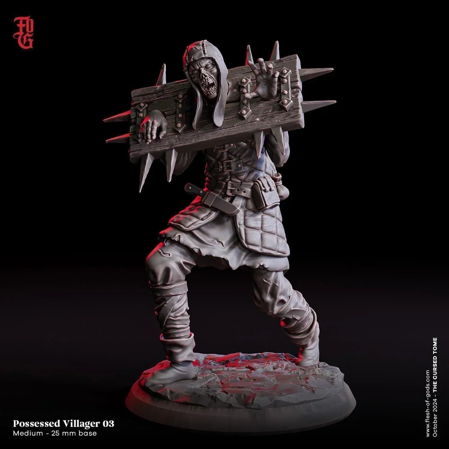 Possessed Villager Warrior Miniature | Undead Warrior Monster Figurine | 32mm Scale - Plague Miniatures