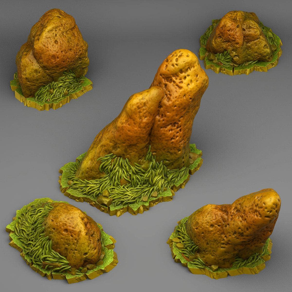 Prairie Natural Stone Miniatures | Rock Terrain for Tabletop Games | 28mm or 32mm Scale - Plague Miniatures