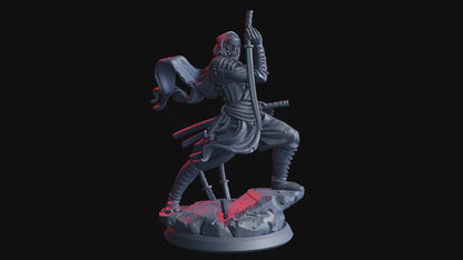 Shadow Warrior Miniature NPC | Japanese Samurai Sword Fighter | 32mm Scale and 75mm Scale