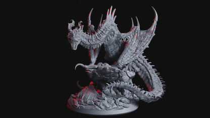 Hellflame Wyvern Monster Miniature | Infernal Fury from the Skies | 50mm Base