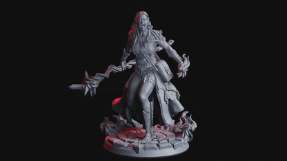 Lygia, Elven Rage Elf Sorceress Miniature | Fiery Enchantress of Elven Fury | 32mm Scale
