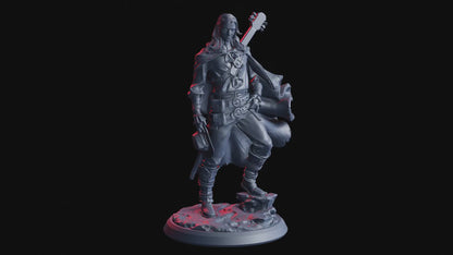 Jacq Leroux, Traveling Bard Figurine | Nomad Human NPC | 32mm Scale and 75mm Scale