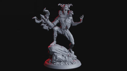 Three-Headed Demon Aberration Miniature | Multifaceted Abyssal Horror | 50mm Base