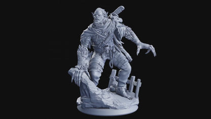 Bloodmoon Outlaw Miniature | Werewolf in a Wild West Campaign | 32mm Scale
