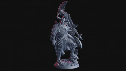 Half-Demon Commander Miniature | Demonic Figurine for Tabletop RPGs | 32mm Scale or 75mm Scale