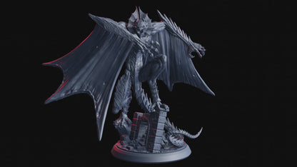 Crimson Maw Vampire Dragon Miniature | Gargantuan Monstrosity Titan | 100mm Base