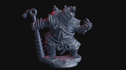 Wild Sect Martial Bearfolk Miniature | D&D Beast Monster | 32mm Scale