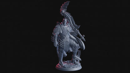 Half-Demon Commander Miniature | Helm or No Helm Option for Tabletop RPGs | 32mm Scale or 75mm Scale