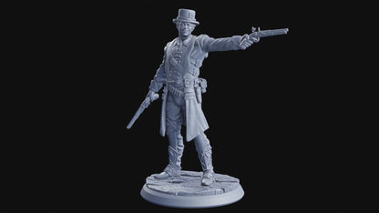 Asher, Midnight Duelist Miniature | Gunslinger of the Wild West | 32mm Scale