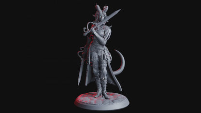 Gravelia, Shadowblade Duelist Miniature | Female Tiefling Fighter for Tabletop Glory | 32mm Scale or 75mm Scale