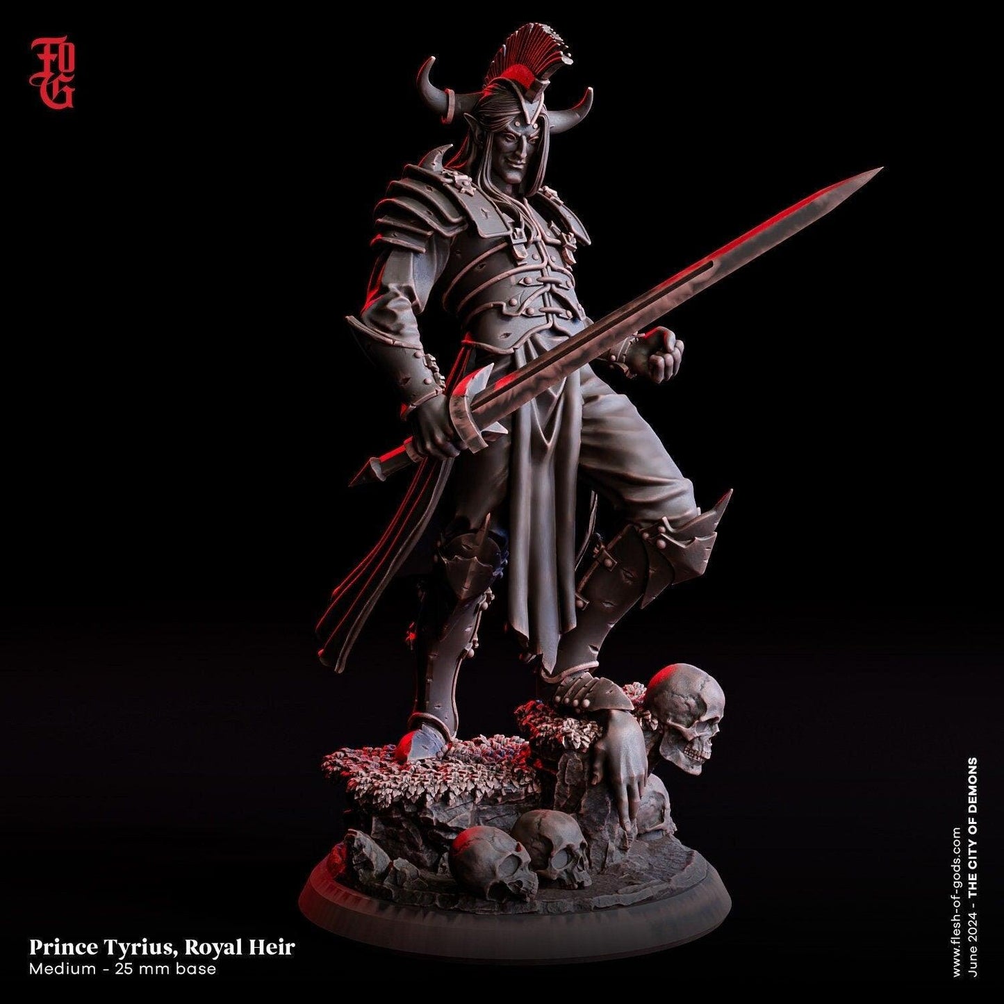 Prince Tyrius, Royal Heir Miniature | Noble Knight Figure for Tabletop RPGs | 32mm Scale or 75mm Scale - Plague Miniatures