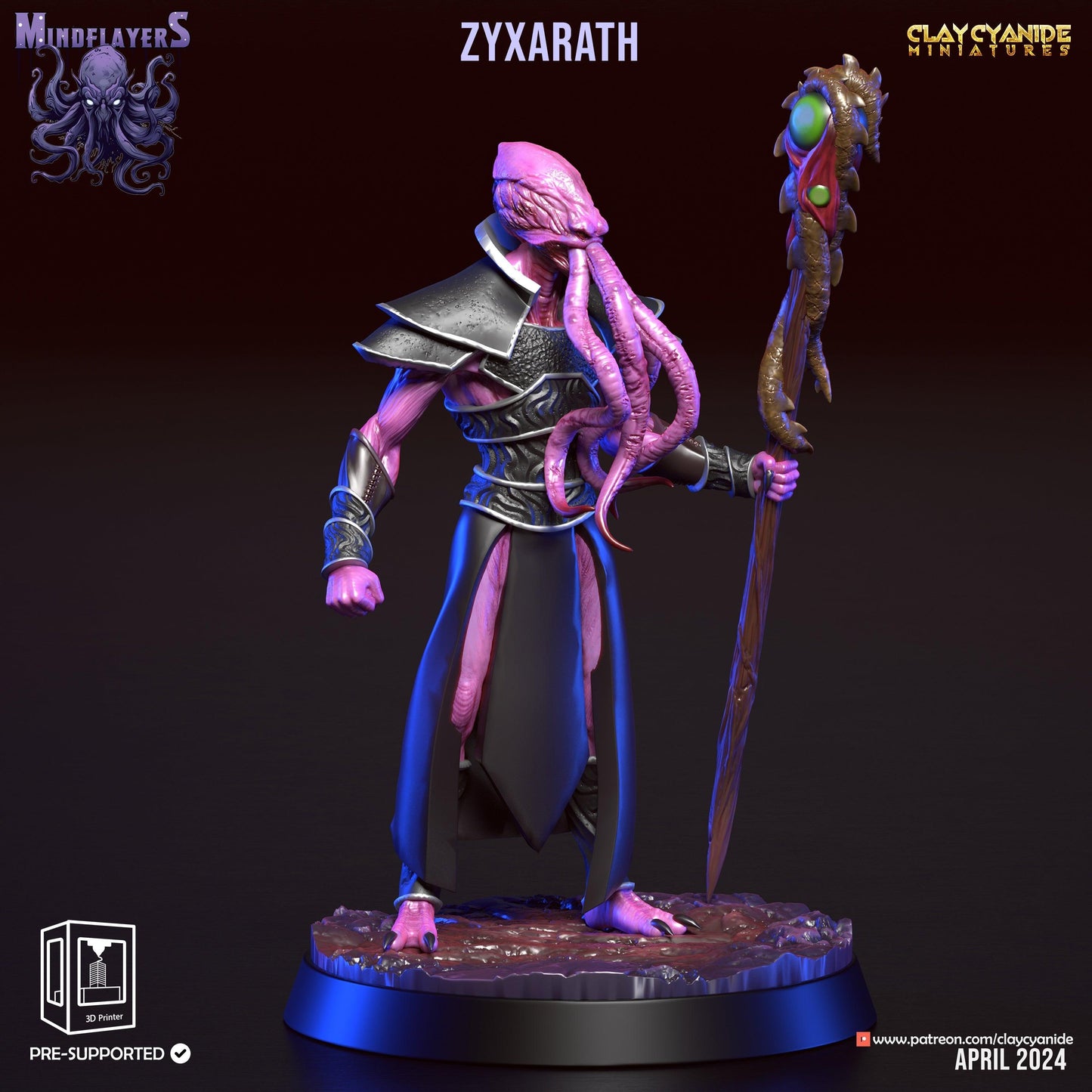 Quel'Zorath, Cthulhu-Inspired Mind Flayer Miniature | 32mm Scale - Plague Miniatures