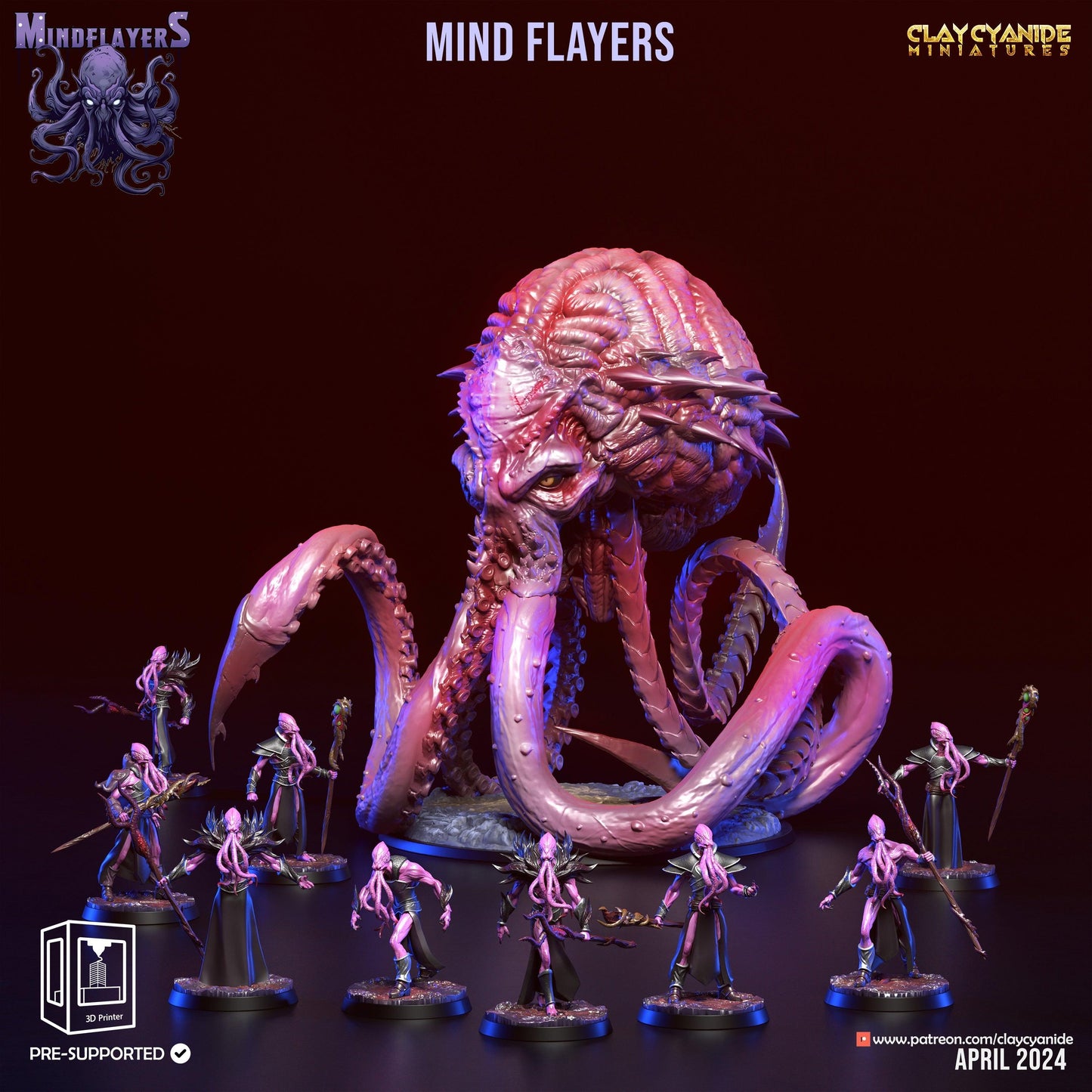 Quel'Zorath, Cthulhu-Inspired Mind Flayer Miniature | 32mm Scale - Plague Miniatures