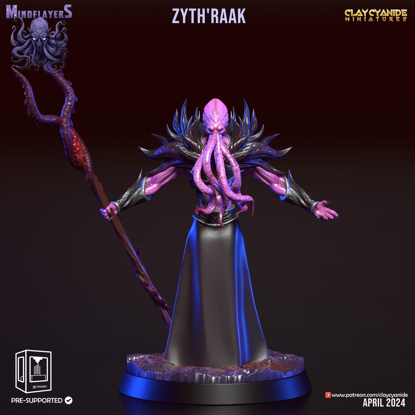 Quel'Zorath, Cthulhu-Inspired Mind Flayer Miniature | 32mm Scale - Plague Miniatures