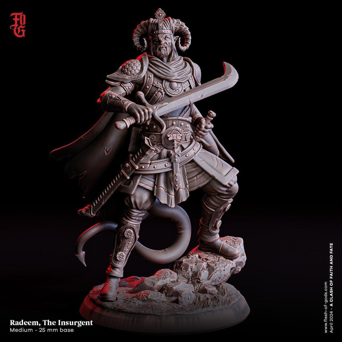 Radeem, the Insurgent Miniature | Male Tiefling Fighter Figurine | 32m ...