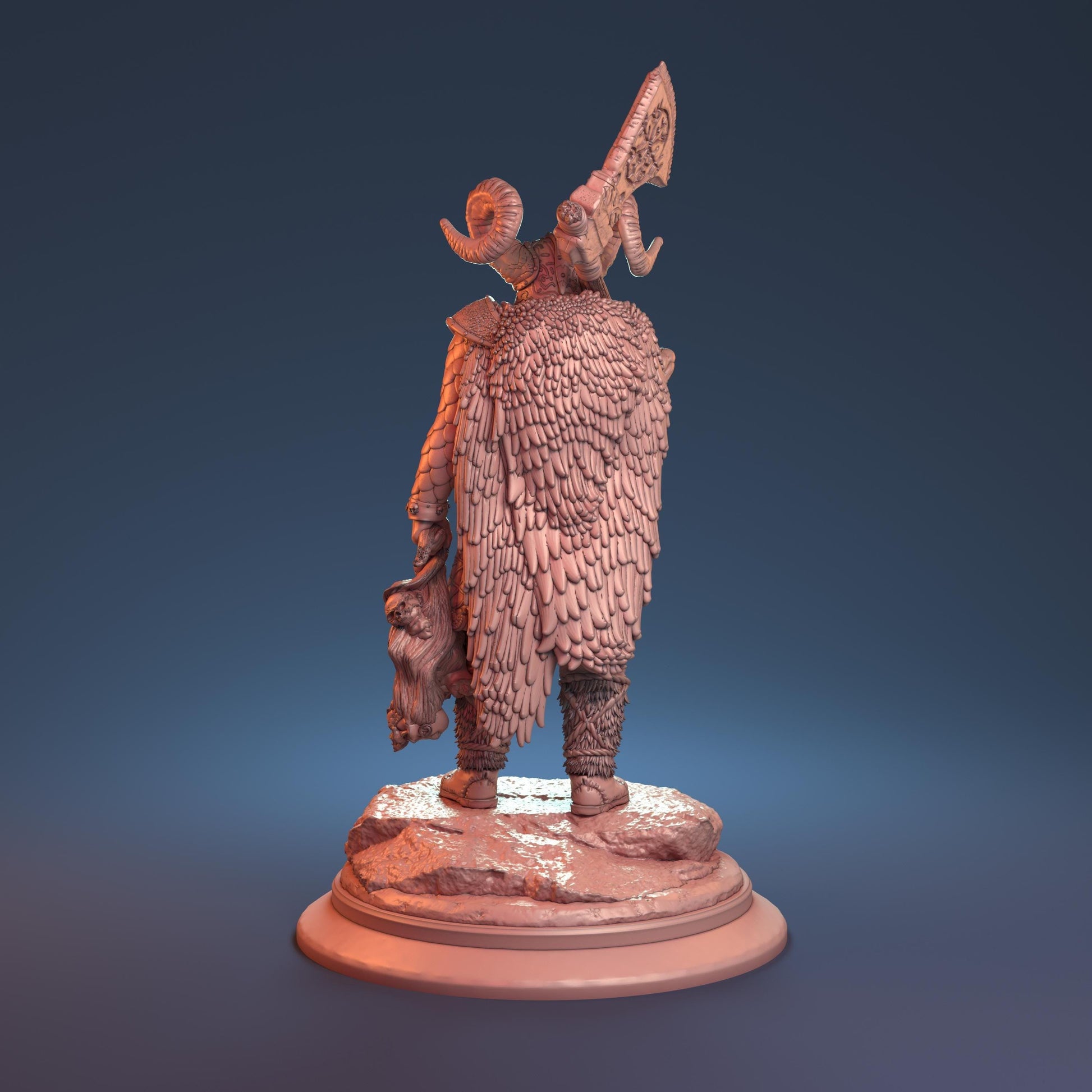 Rannulv, The Head-Taker | Barbarian Bounty Hunter Miniature | 32mm Scale or 75mm Scale - Plague Miniatures