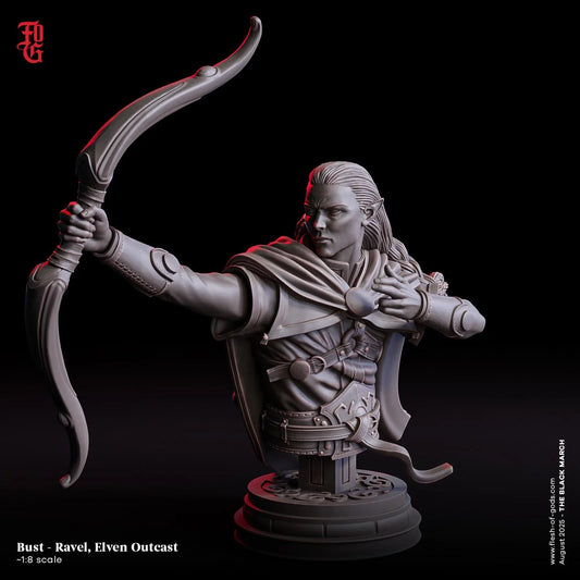 Ravel, Elven Outcast | Resin Bust Statue - Plague Miniatures