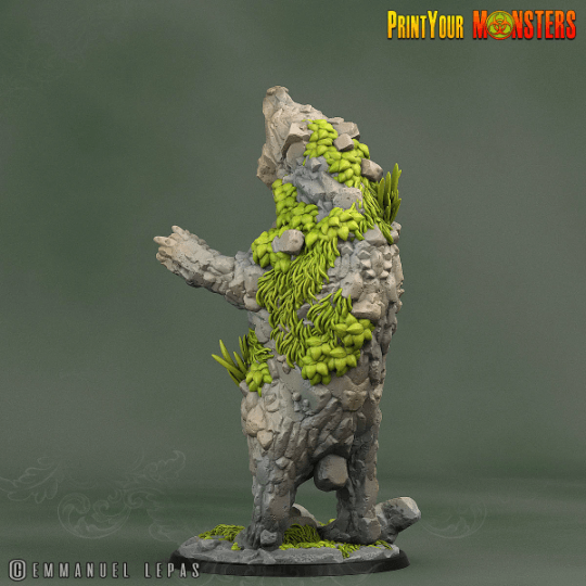 Rock Bear & Champion Rock Soldier Miniature Set | Stony Companions in Battle - Plague Miniatures