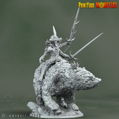 Rock Bear Miniature | Stone-Bound Guardian Beast - Plague Miniatures