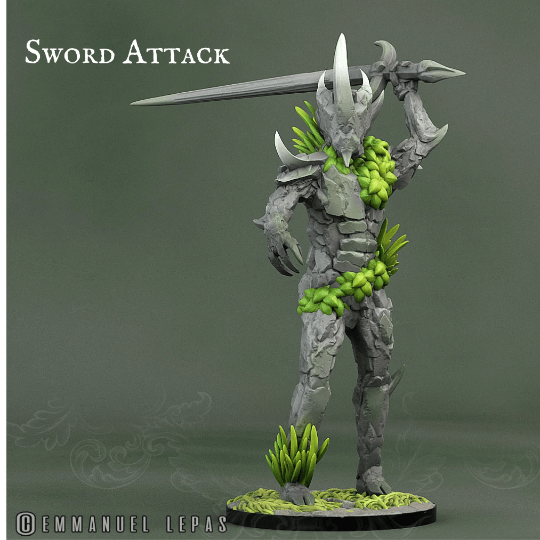 Rock Soldier Bannerman Miniature | Standard-Bearer of Elemental Might - Plague Miniatures