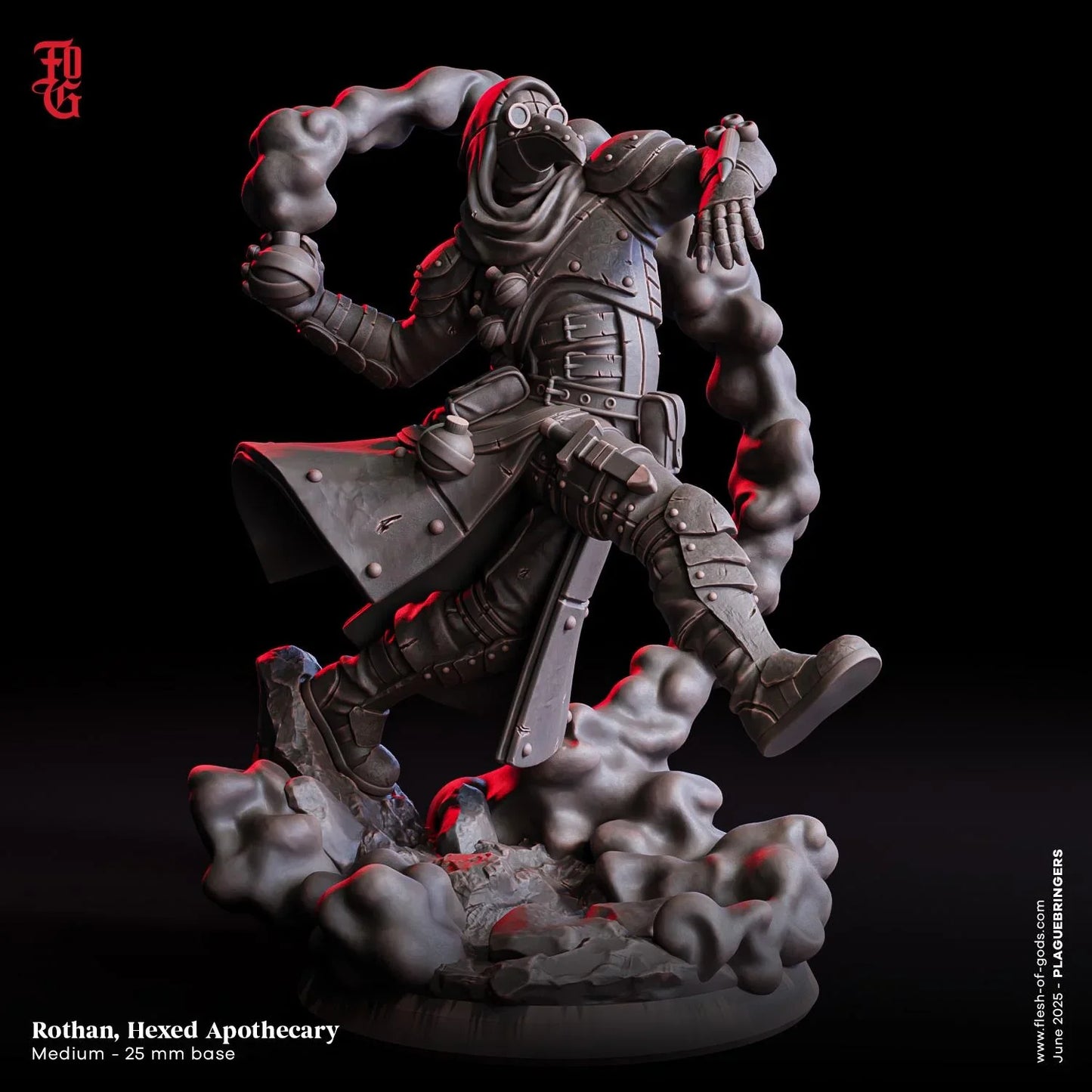 Rothan, Hexed Apothecary | Kenku Plague Cleric Miniature | 32mm Scale or 75mm Scale - Plague Miniatures