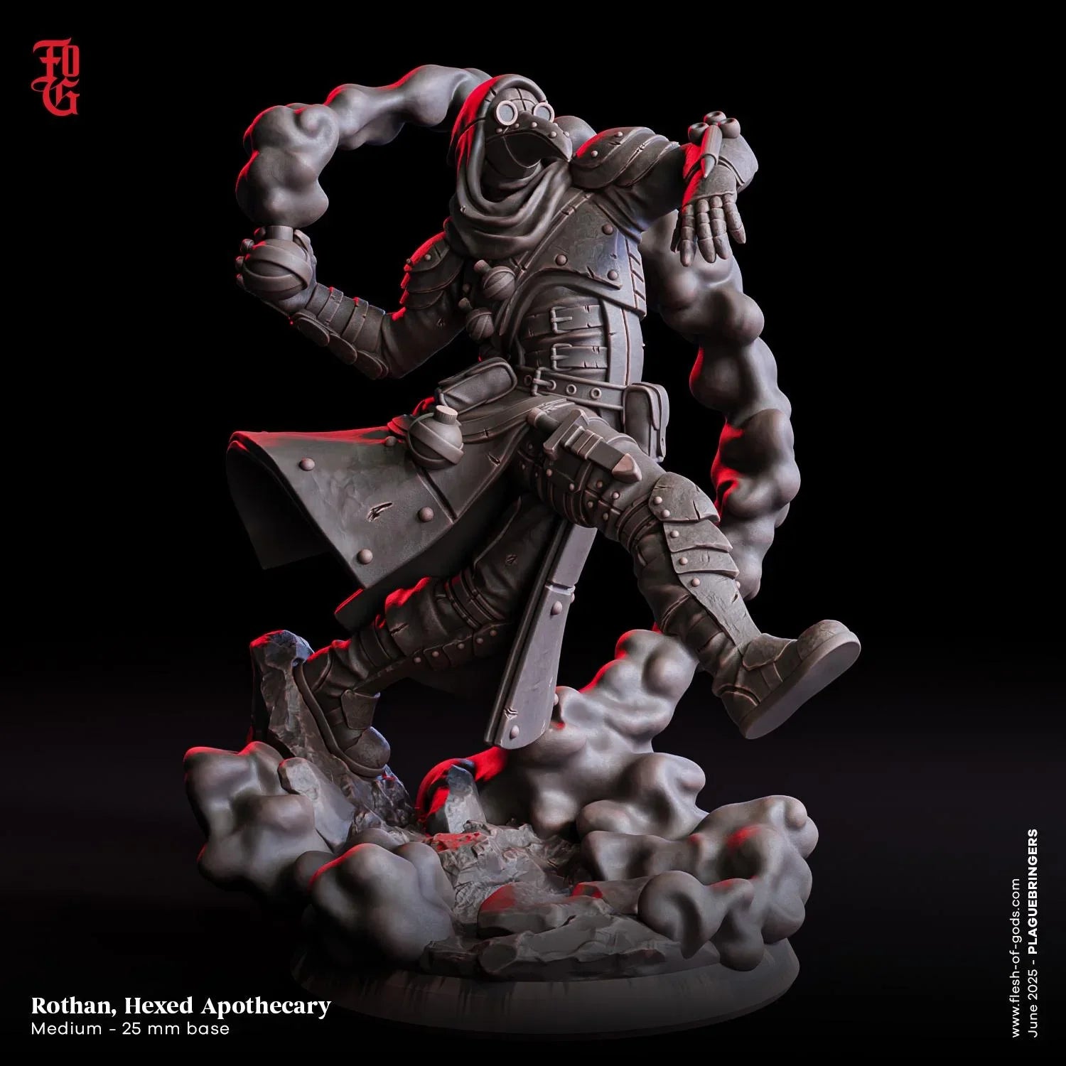 Rothan, Hexed Apothecary | Kenku Plague Cleric Miniature | 32mm Scale or 75mm Scale - Plague Miniatures