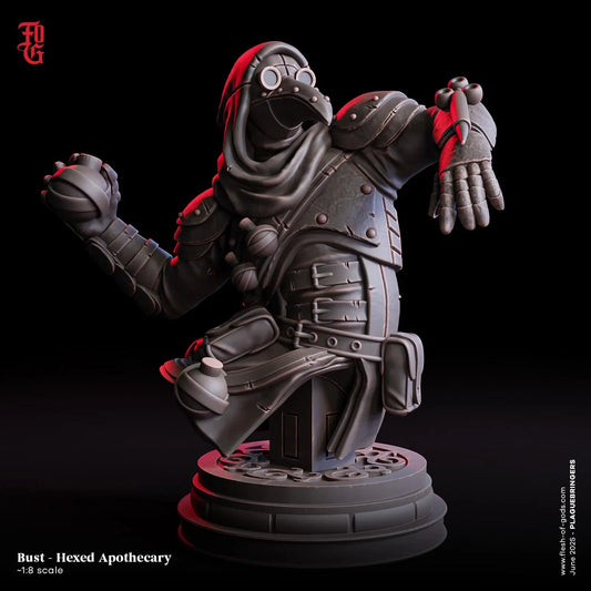Rothan, Hexed Apothecary | Plague Cleric Resin Bust Statue - Plague Miniatures