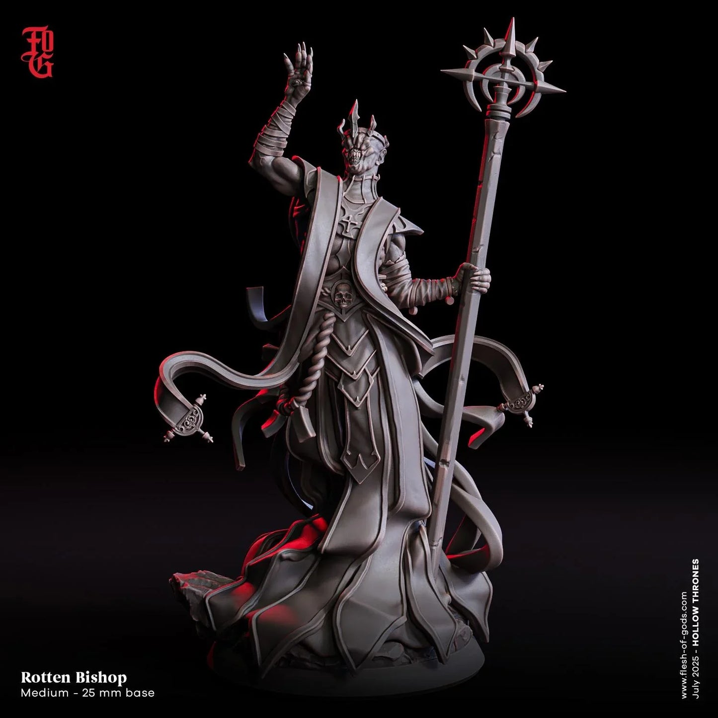 Rotten Bishop | Undead Priest Spellcaster Monster Miniature | 32mm Scale - Plague Miniatures