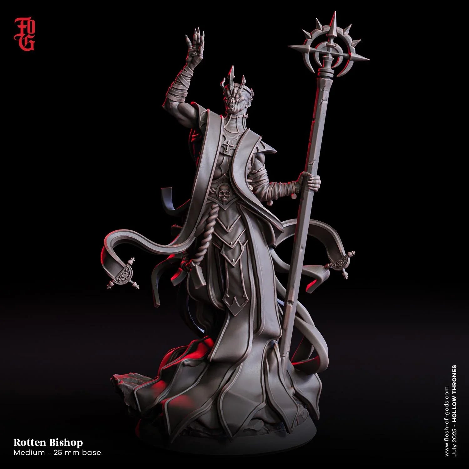 Rotten Bishop | Undead Priest Spellcaster Monster Miniature | 32mm Scale - Plague Miniatures